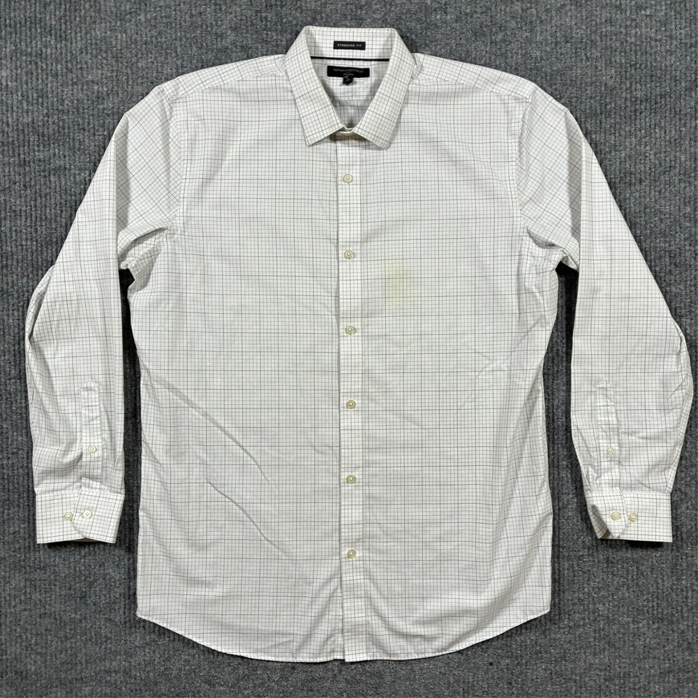 Banana Republic Mens Button Up Shirt Size XL 17-17.5 Check Non Iron Standard Fit